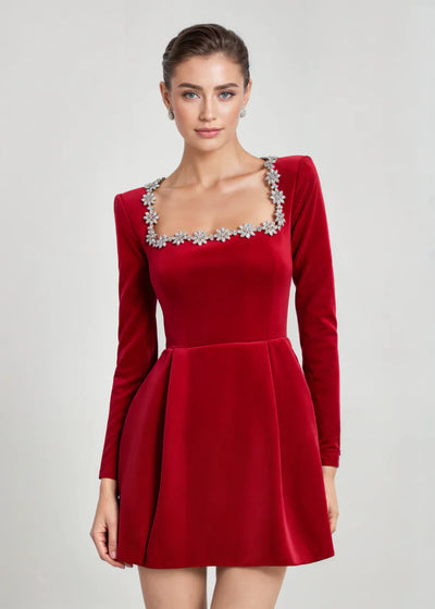 Vera Kadife Mini Elbise