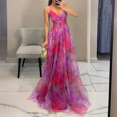 Carola - Çiçek desenli büyüleyici maksi elbise