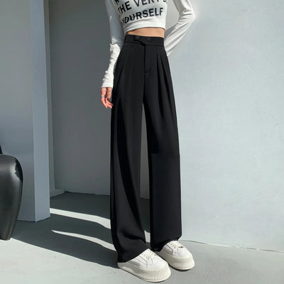 Beyaz Minimalist Yüksek Bel Geniş Paça Pantolon